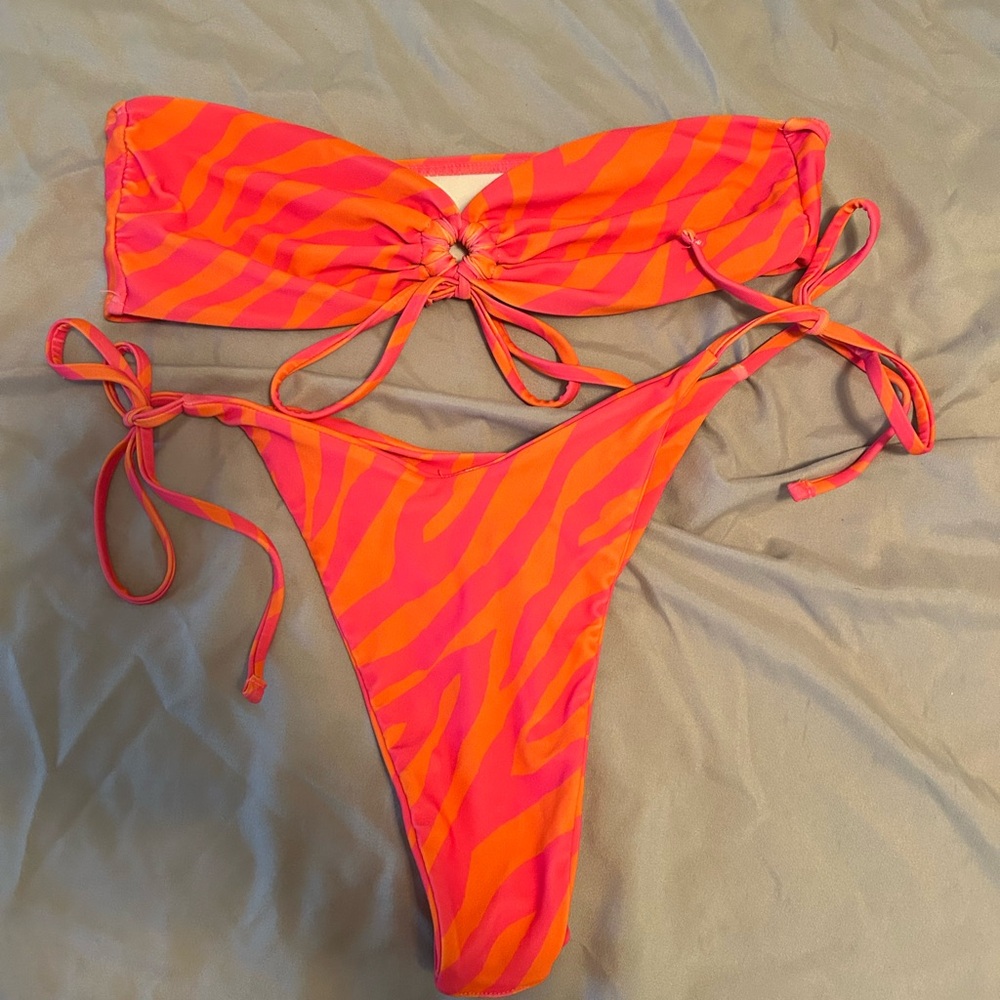 SHEIN Orange and Pink Zebra Bikini